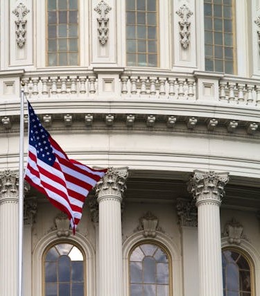 Government building and flag