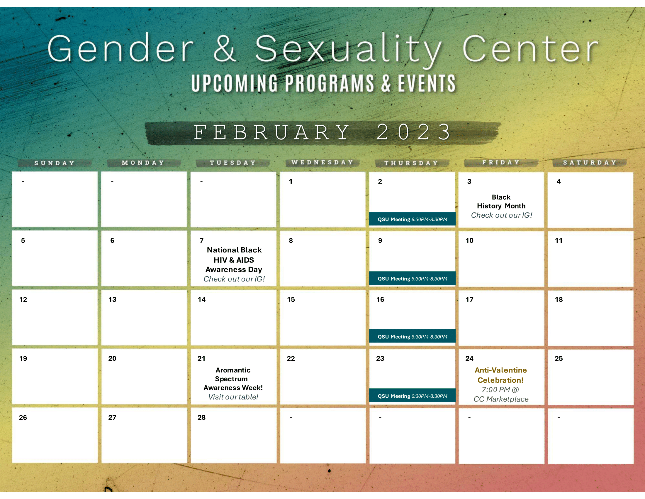February GSC Events Calendar