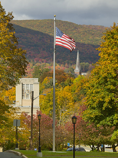 Flag flying in the fall