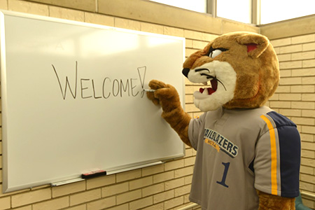 Trailblazer lion welcoming students